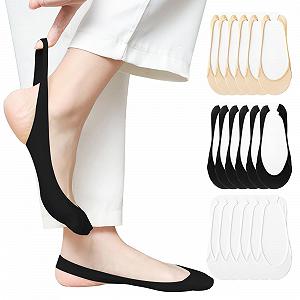 9 пар невидимых дышащих носков-невидимок, полуносков, невидимых нескользящих шелковых носков, нескользящих носков до щиколотки для лоферов и туфель на высоких каблуках - Фото 1