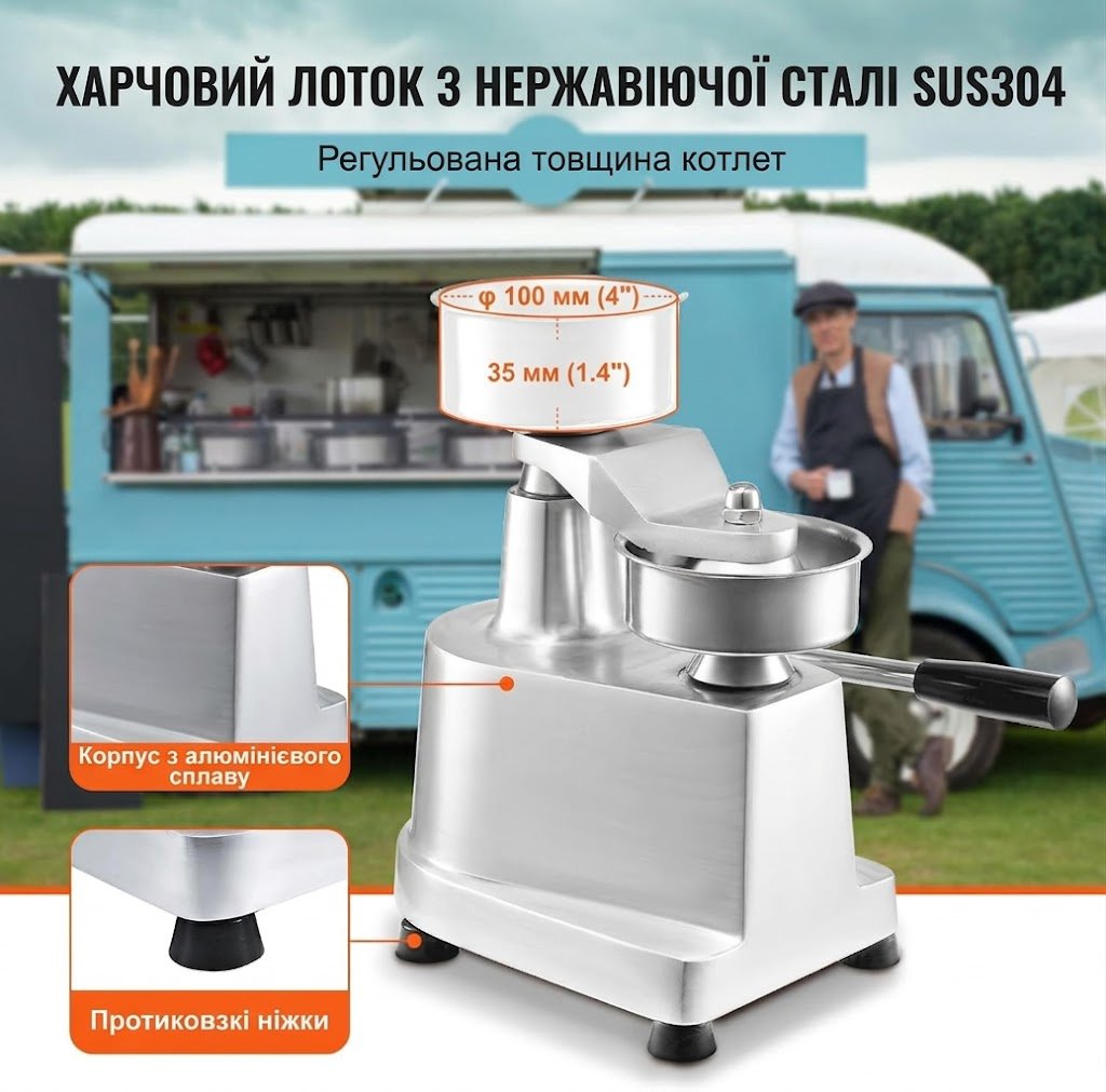 Ручной пресс для гамбургеров Vevor JKH-100 Silver, фото №5 Ручной пресс для гамбургеров Vevor JKH-100 Silver, фото №5