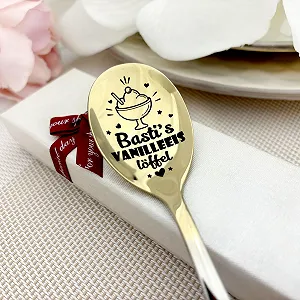 Ложка для морозива з персоналізацією позолочена нержавіюча сталь з гравіюванням імені - Фото 1