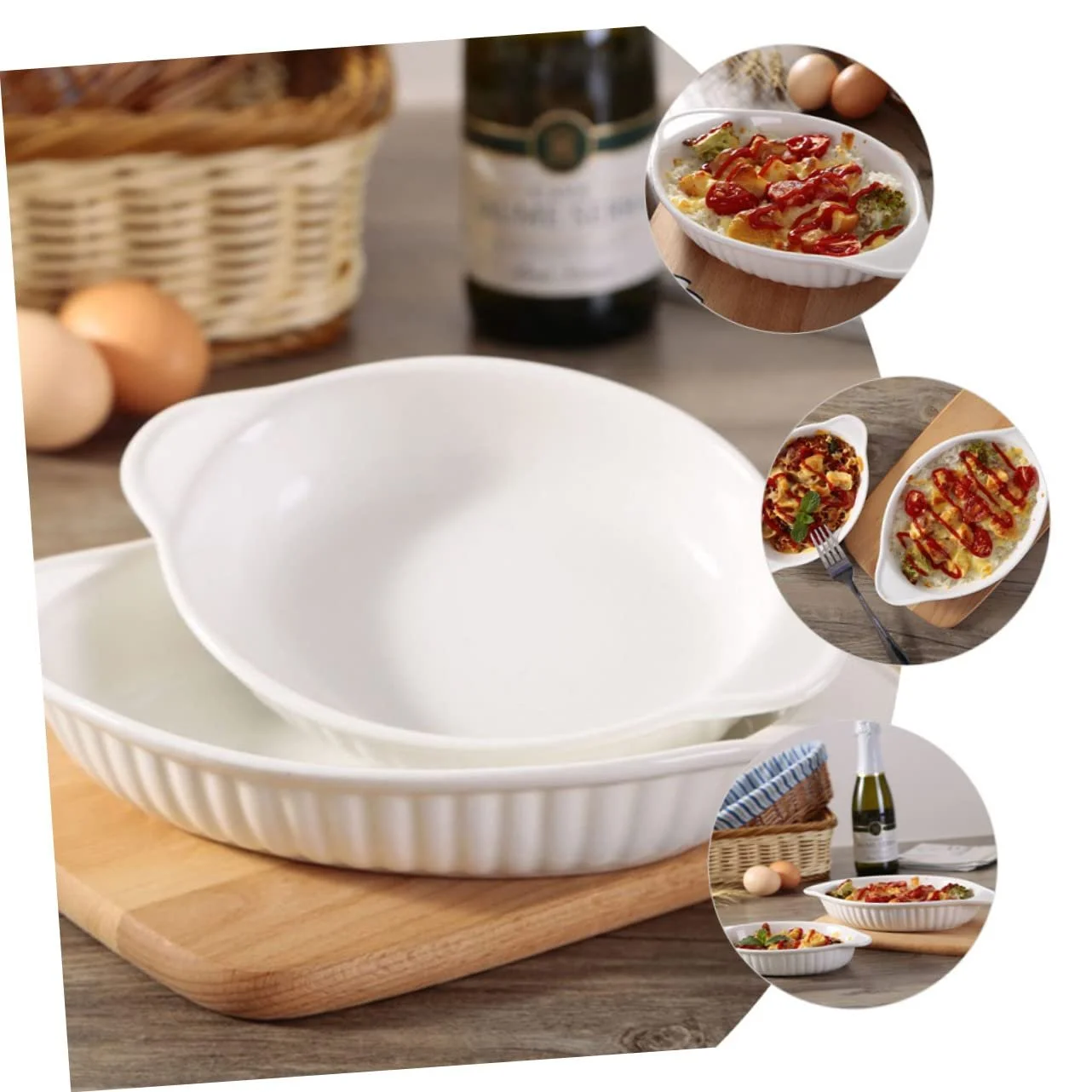 Форма для запікання VICASKY Керамічна Овальна з двома ручками, фото №8 Форма для запікання VICASKY Керамічна Овальна з двома ручками, фото №8