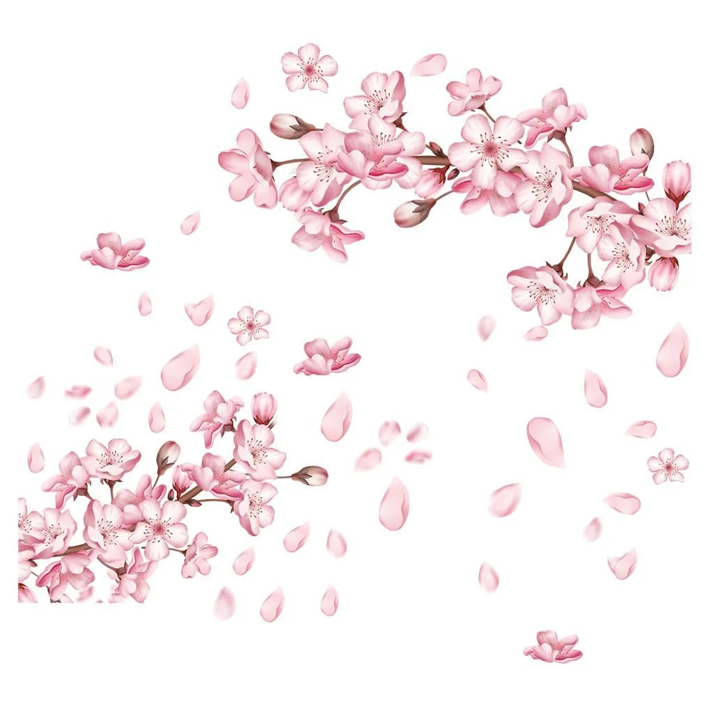 Настінна наклейка Pink Peach Blossom Romantic Botanical Flower знімна рожева, фото №5