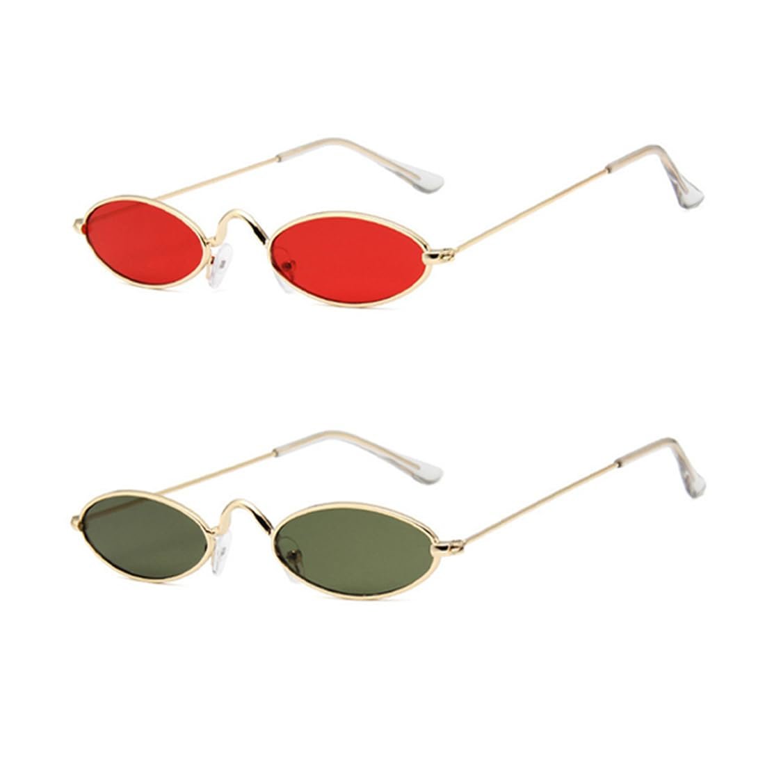 Вінтажні сонцезахисні окуляри овальні металеві 2 шт, фото №1