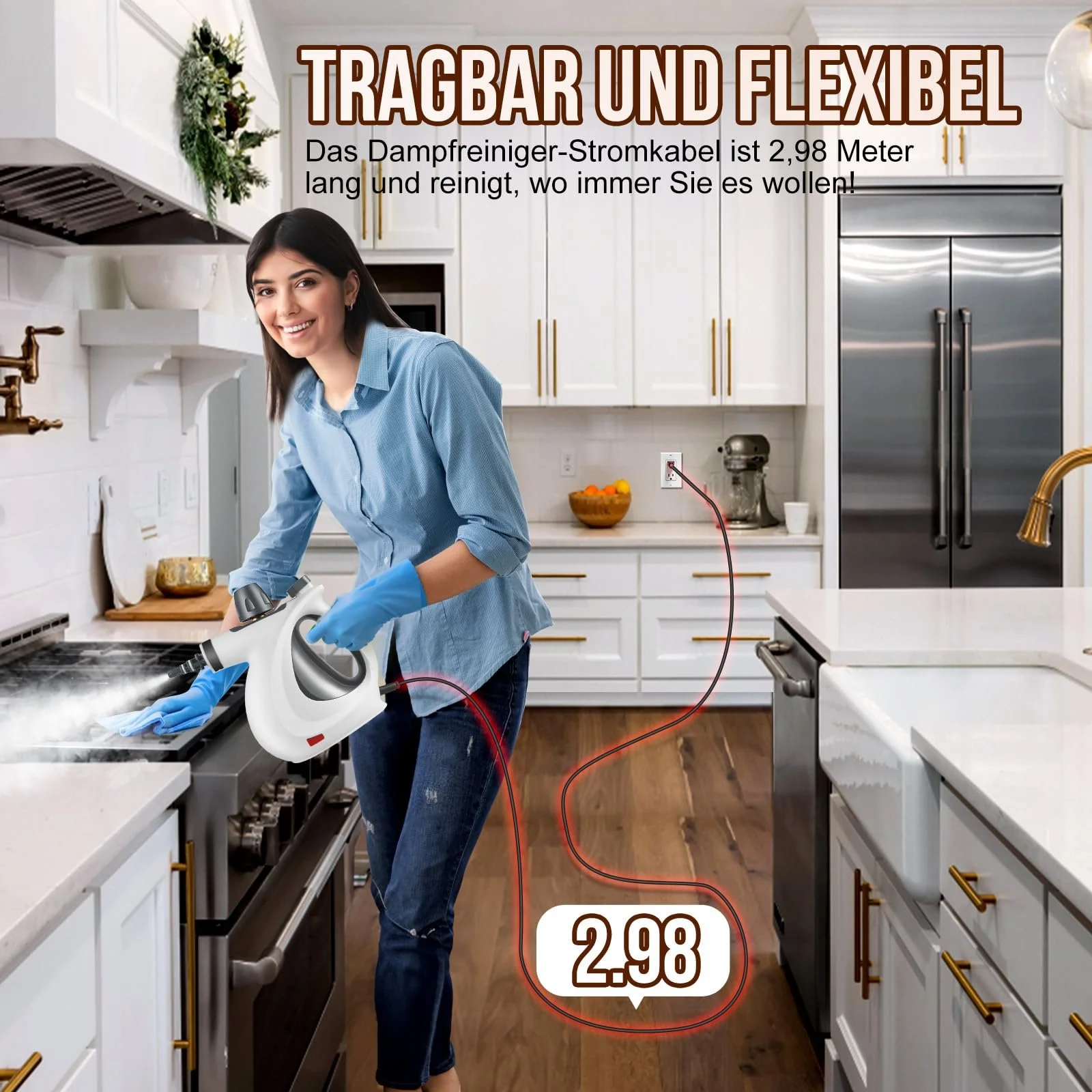 Пароочисник 1050W з 11 аксесуарами для домашнього текстилю, оббивки, килимів, плитки, іграшок та автомобільних сидінь, фото №7