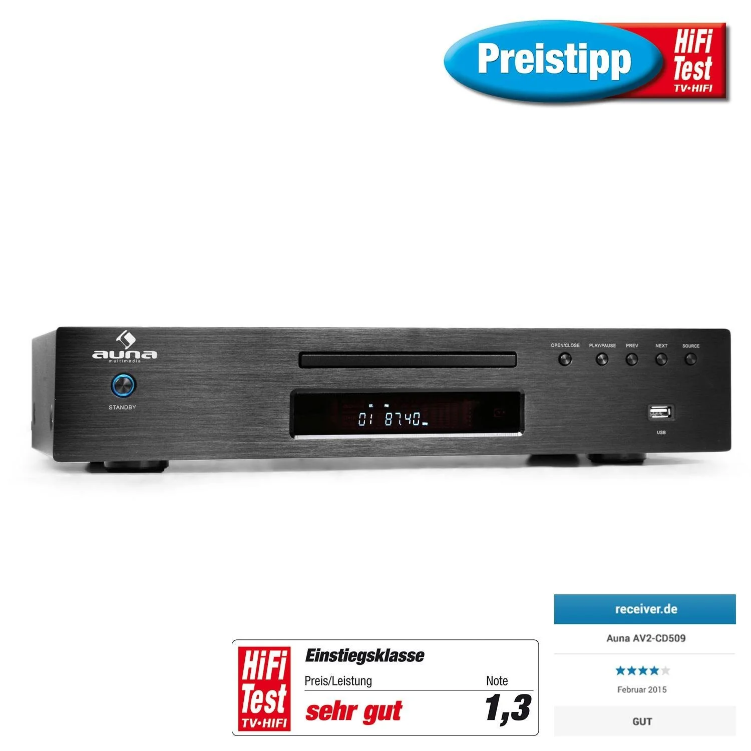 CD-проигрыватель AUNA AV2-CD508 Hi-Fi Стерео усилитель мощности Max. 600 Ватт, USB-порт, ЖК-дисплей, Aux-In, 4x Stereo RCA, Инфракрасный пульт дистанционного управления, Bluetooth, фото №7