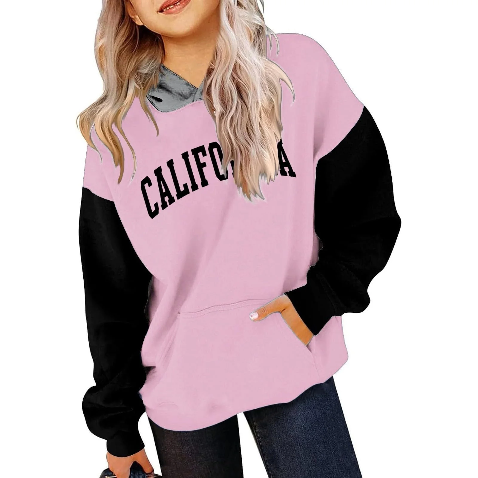 Худи для девочки, флисовый, с капюшоном и цветным принтом, размер 134, фото №1