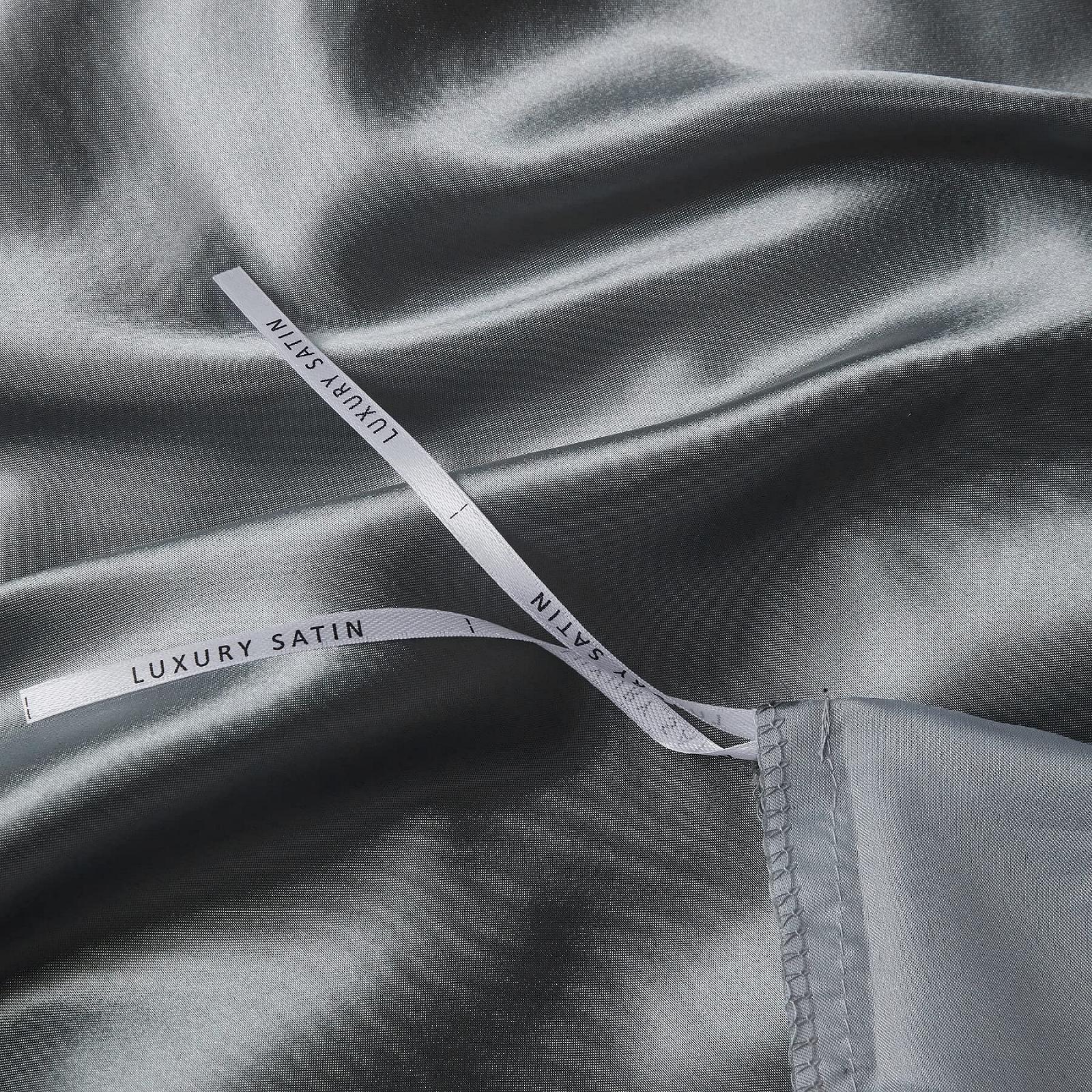 Постільна білизна Damier Satin 200 x 200 см темно-сірий антрацит блискучий шовковий комплект постільної білизни з 3-х предметів високоякісний глянсовий сатин розкішна підковдра на блискавці та 2 наволочки 80 x 80 см, фото №7