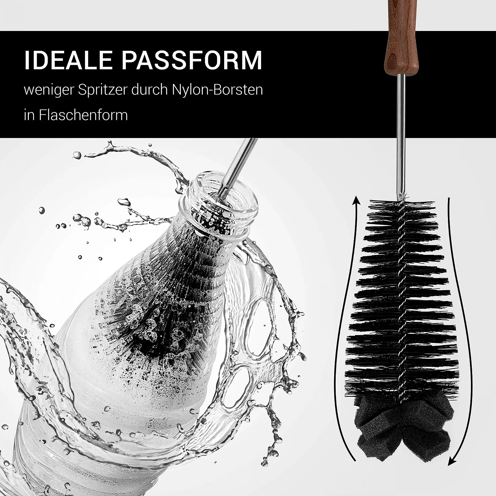 Щітка для пляшок NIMOE Designbrush нержавіюча сталь гігієнічна губка, фото №5