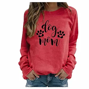 Женский Джемпер Dog Mom Dog Paw Print Длинный Рукав Зимний Модный Свитшот Без Капюшона O-Образный Вырез Реглан Блузка День Святого Валентина Длинный Рукав Джемпер Тонкий Базовый Топ Свитер Длинный Рукав Топы - Фото 1
