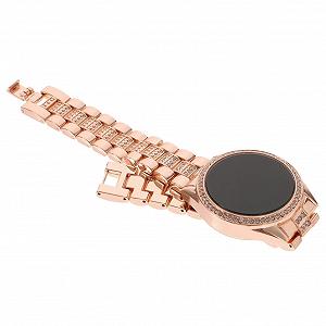 Часы-браслет OATIPHO Женские Ультрабраслеты на литье Золотые часы для мужчин Цифровые часы для женщин Модные часы со стразами Металлические часы, Черный, Розовый - Фото 1