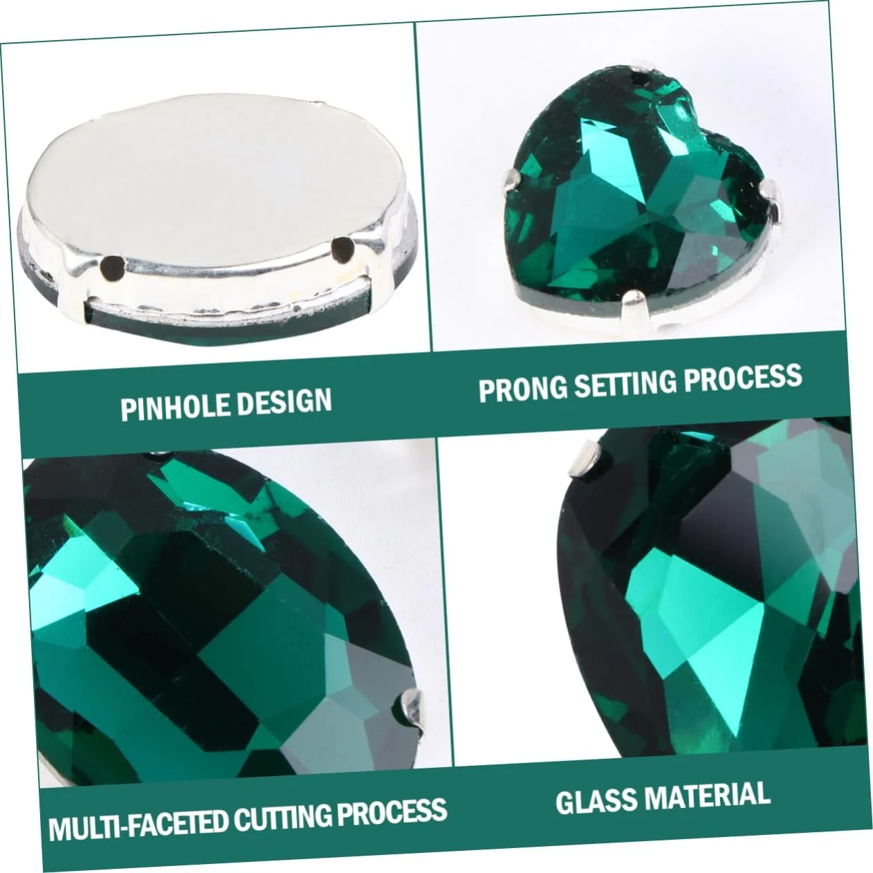 Кристаллы Lurrose, 50 шт, Блестящие, Искусственные, Зеленые, в форме слезы, фото №3