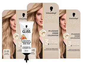 Крем-фарба Schwarzkopf Creme Supreme 9-48 Світлий Бежевий Блонд (3 x 182 мл) - Фото 1