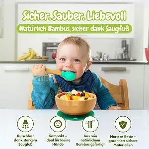 Дитяча миска з присоскою bambuskind, зелена synthetic.ua - Фото 1