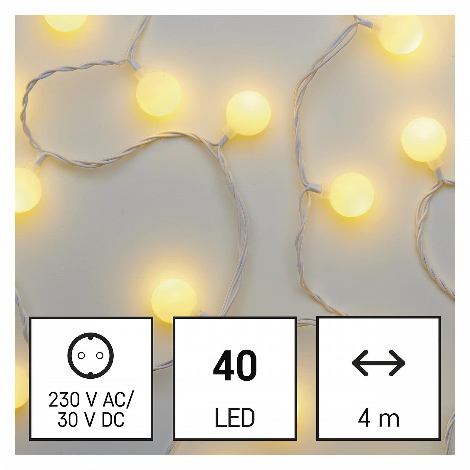 Гірлянда LED EMOS Cherry, теплий білий, 4 м, 40 світлодіодів у формі кулі 2,5 см, фото №3