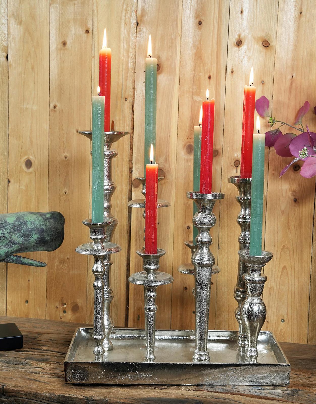 Подсвечник на подносе 8 Arms Aluminium Silver XL 40 x 21 x 44 см, фото №5