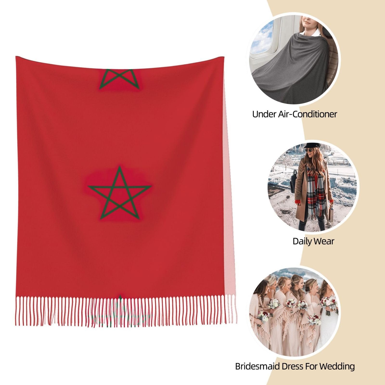 Пашміна LNNIUK Morocco Flag Жіночий зимовий шарф, фото №7