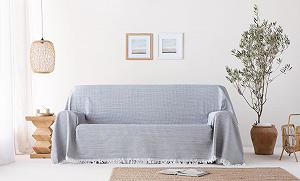 Покривало Gamusi Багатоцільове для ліжка, дивана, плед, м'яке та дихаюче, бавовна, бджолине гніздо, 180 x 140 см, сірий synthetic.ua - Фото 1