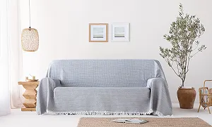 Покривало Gamusi Багатоцільове для ліжка, дивана, плед, м'яке та дихаюче, бавовна, бджолине гніздо, 180 x 140 см, сірий synthetic.ua - Фото 1