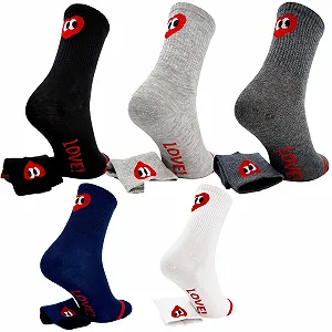 Женские спортивные носки, набор 5 пар, цветные носки с мотивами сердца и надписью Love!, размеры 35/42 - Фото 1