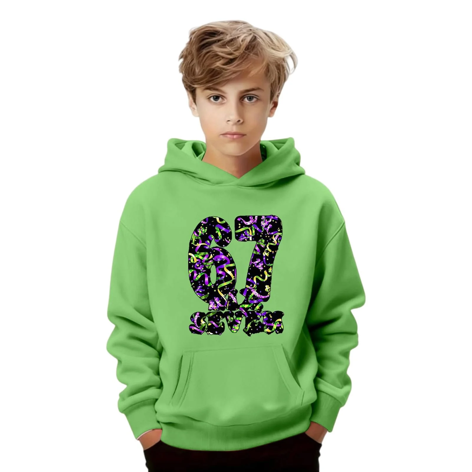 Худи для девочек Carnival Pattern Мягкий флисовый пуловер с карманами для игр, фото №2