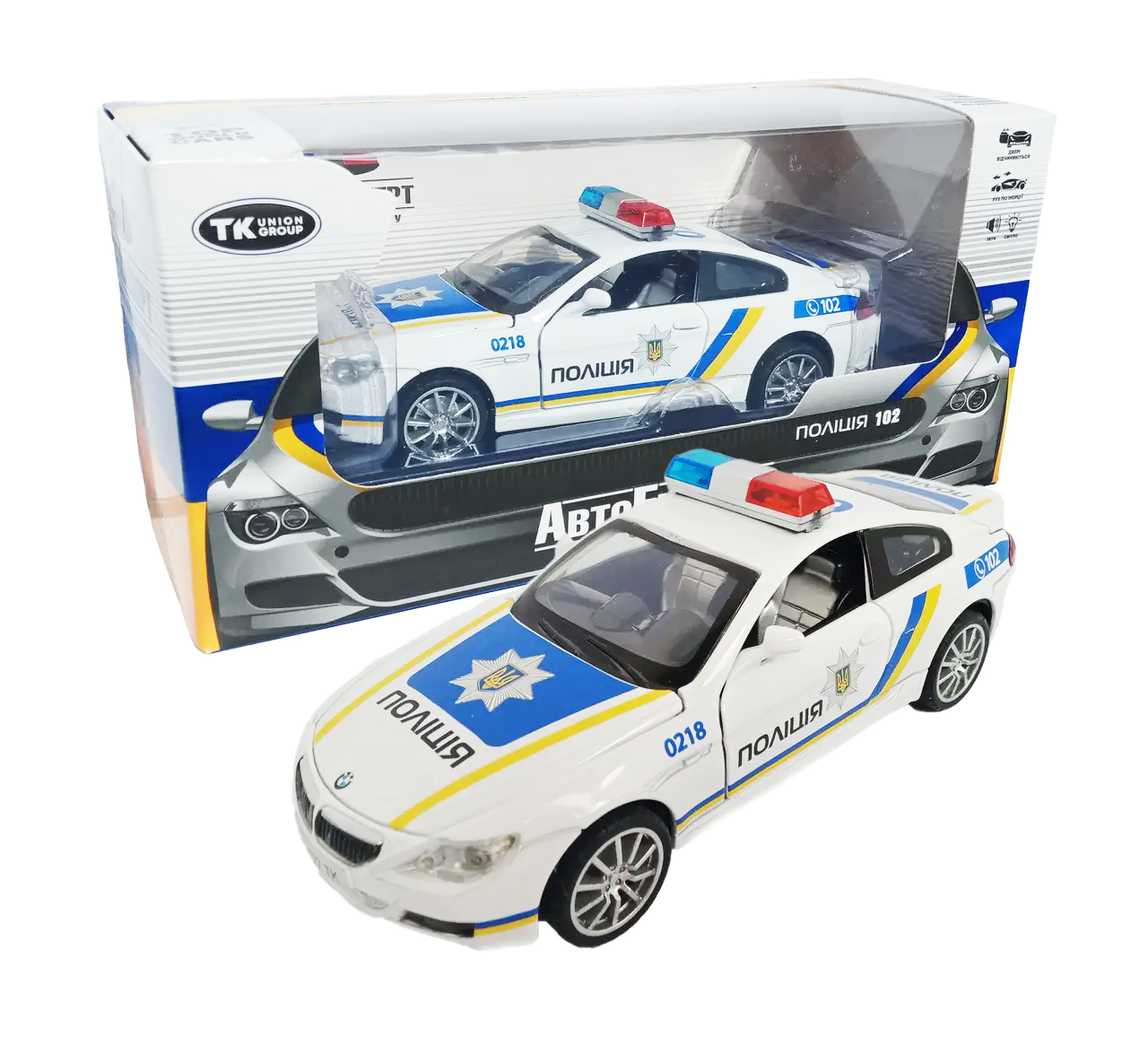 Машинка металева Поліція BMW АвтоЕксперт світло звук 15*6*5см (TK-7777), фото №2