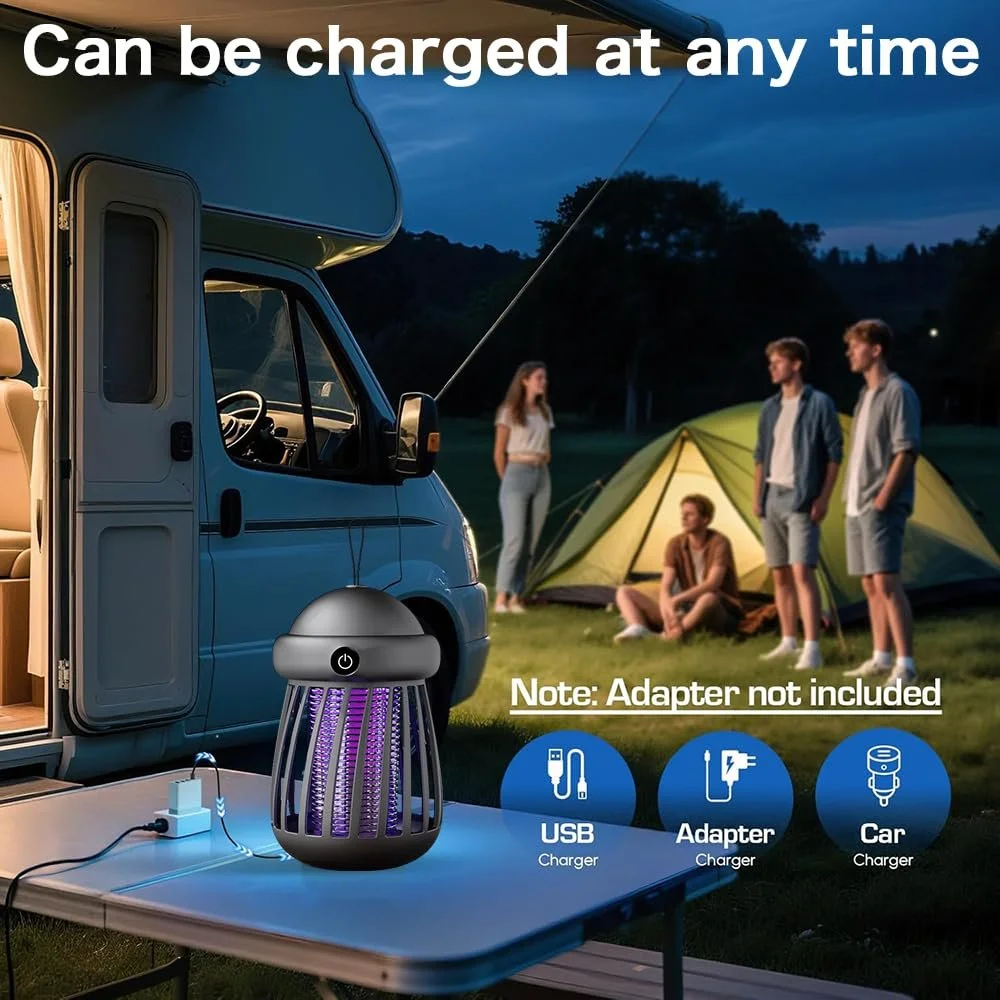 Электрический уничтожитель насекомых Mosquito Trap UV LED Аккумуляторный Портативный Черный, фото №4