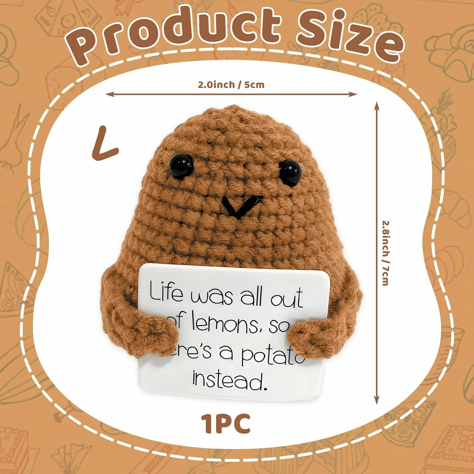 Фигурка Ficlwigkis Positive Potato Mini Gifts Positive Potato Gift для друга Карманное объятие Положительный картофель Подарок на день рождения Уходный подарок для коллег (B), фото №2