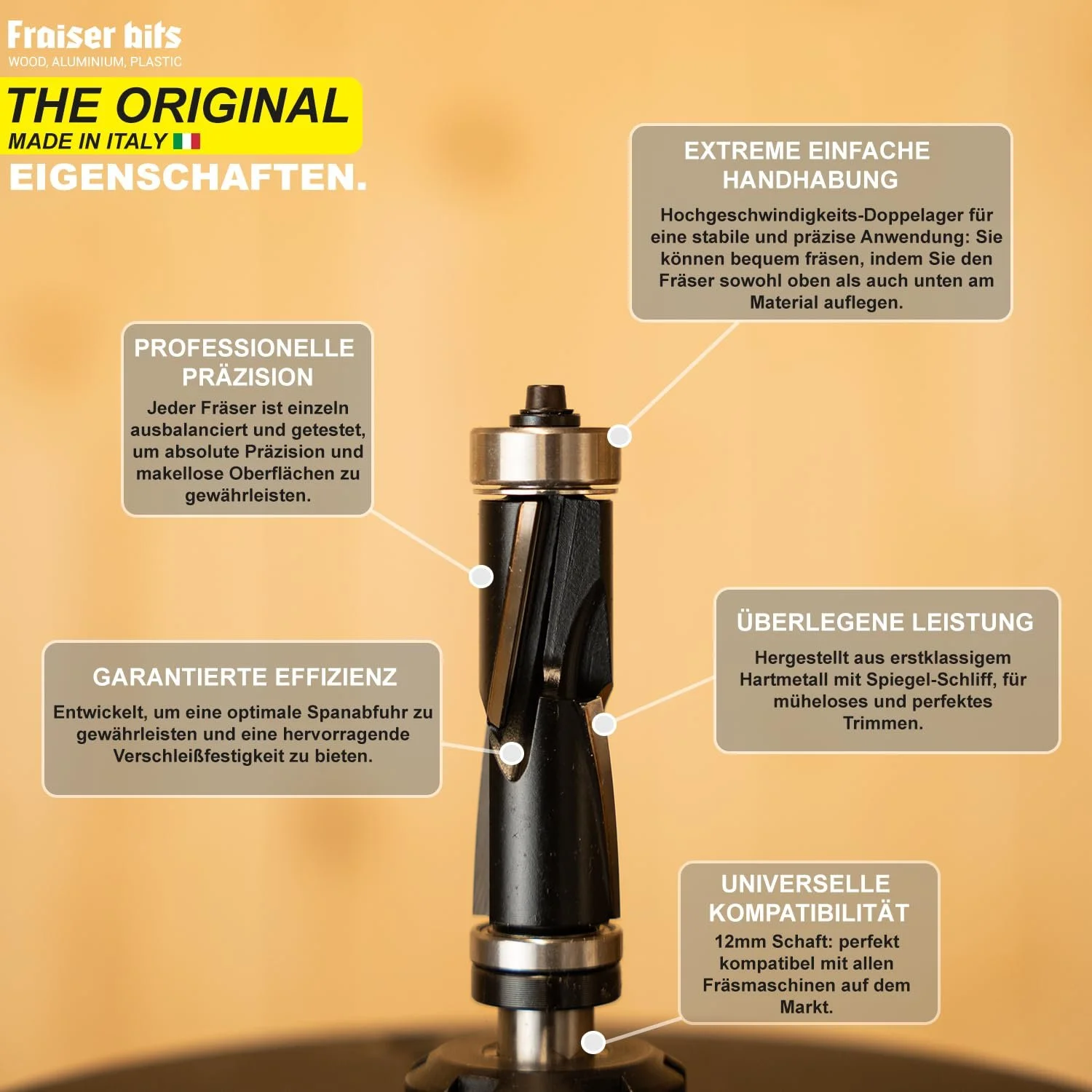 Фреза Fraiser 101C.190.12D с подшипником 12 мм для дерева Черный, фото №4