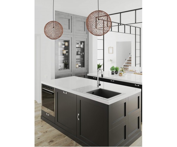 Deante Змішувач для кухні Aster довж виливу 206мм поворотний 1важіль хром-чорний, фото №4