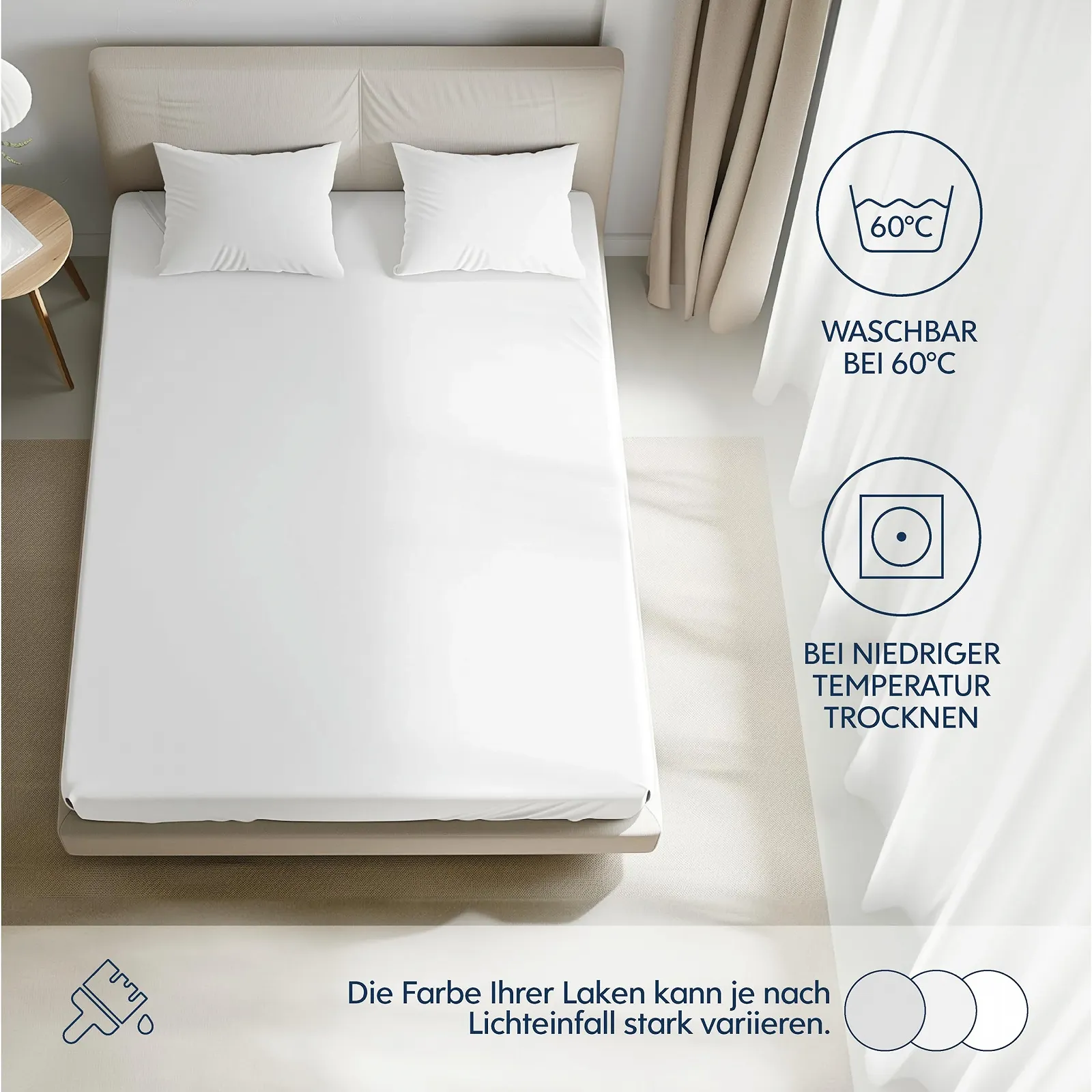 Простирадло на гумці Dreamzie Premium 180 x 200 см Бавовна білий, фото №5 Простирадло на гумці Dreamzie Premium 180 x 200 см Бавовна білий, фото №5