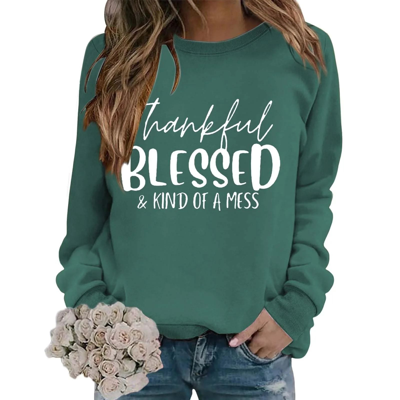 Женский Свитшот Рождественский Мода Letter Print Круглый вырез Длинный рукав Зимний, фото №2