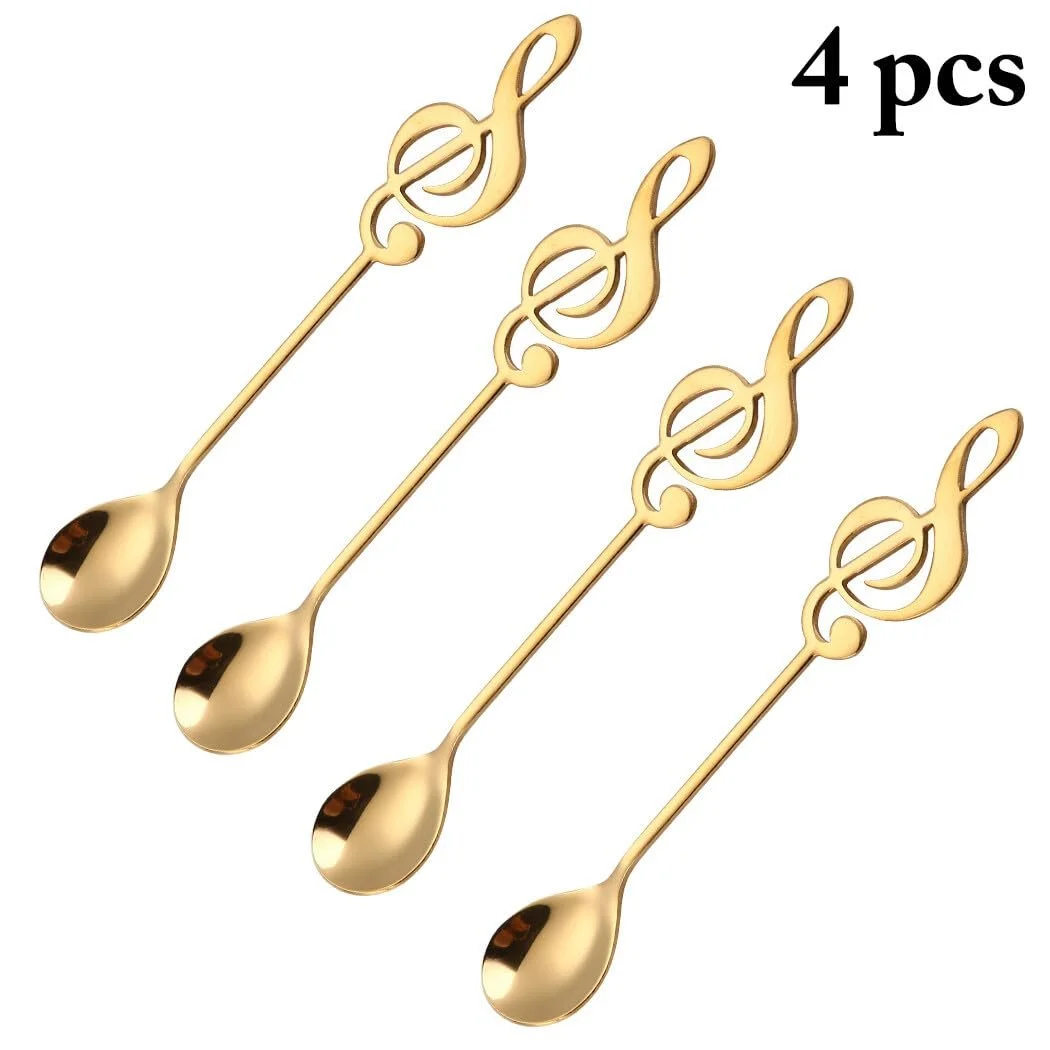 Ложка чайна з нержавіючої сталі у формі музичних нот, 4 шт, фото №3