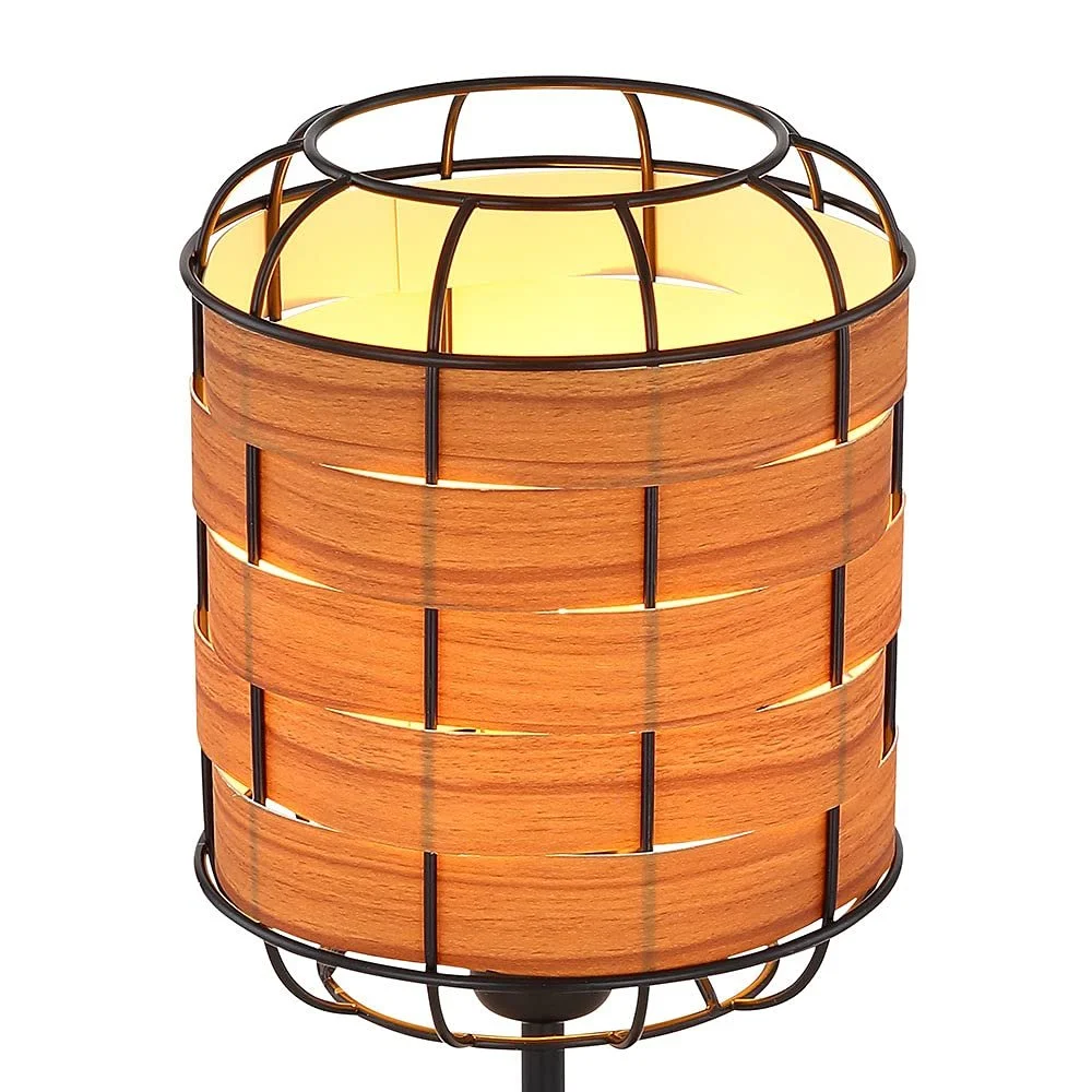 Настільна лампа etc-shop Wood Look Boho Lattice Metal 15 x 35 см Чорно-коричнева, фото №8