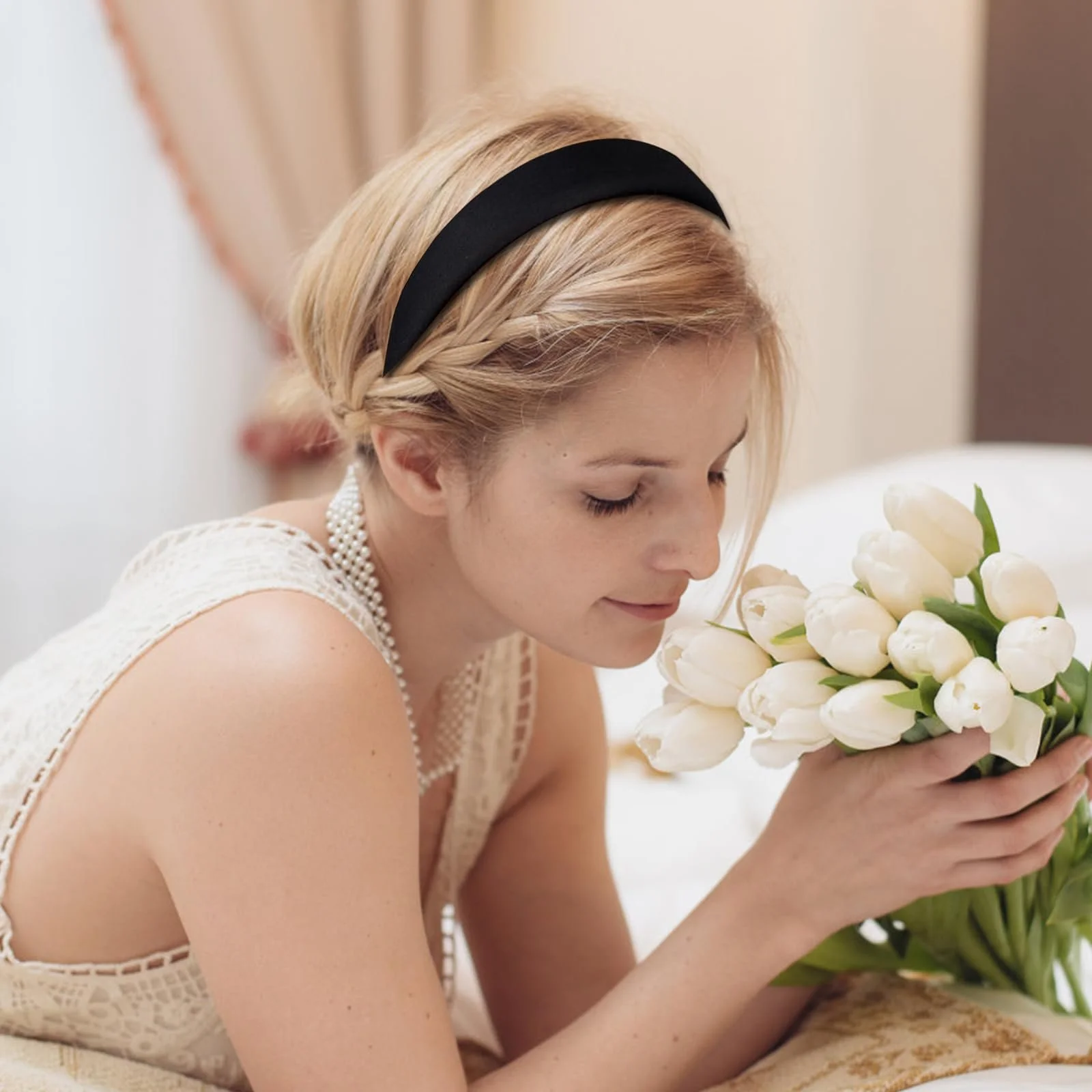 Жіночий Широкий Обруч для Волосся Чорний Помаранчевий, фото №4 Жіночий Широкий Обруч для Волосся Чорний Помаранчевий, фото №4