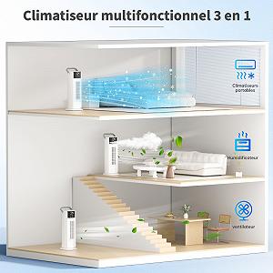 Мобильный кондиционер 5 в 1 Портативный Тихий 90° Осцилляция 4 скорости 2 распылителя 700 мл Пульт дистанционного управления для спальни и офиса synthetic.ua - Фото 1