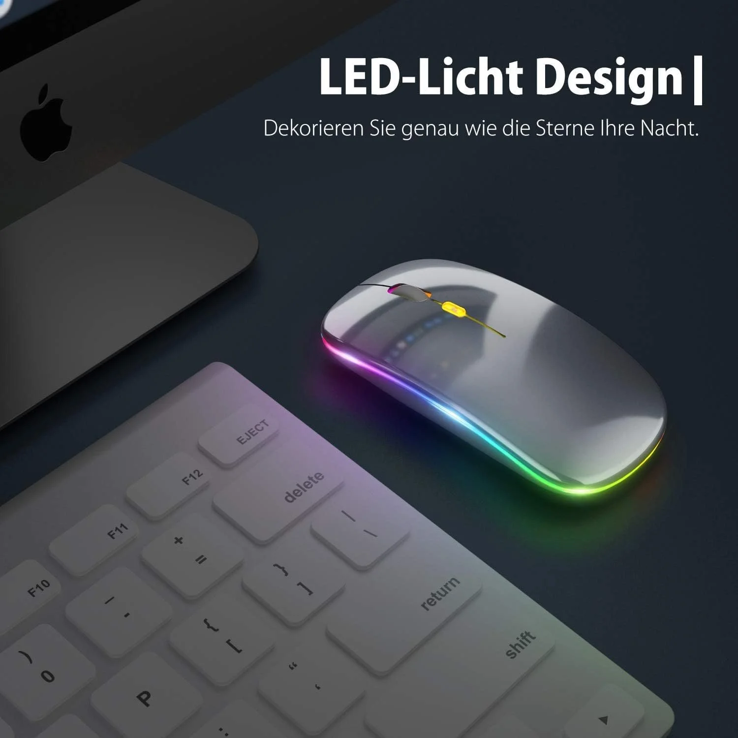 Мышь Беспроводная Перезаряжаемая Светодиодная Pasonomi для ПК, Тихая Беспроводная Мышь с USB-приемником Type C, фото №2