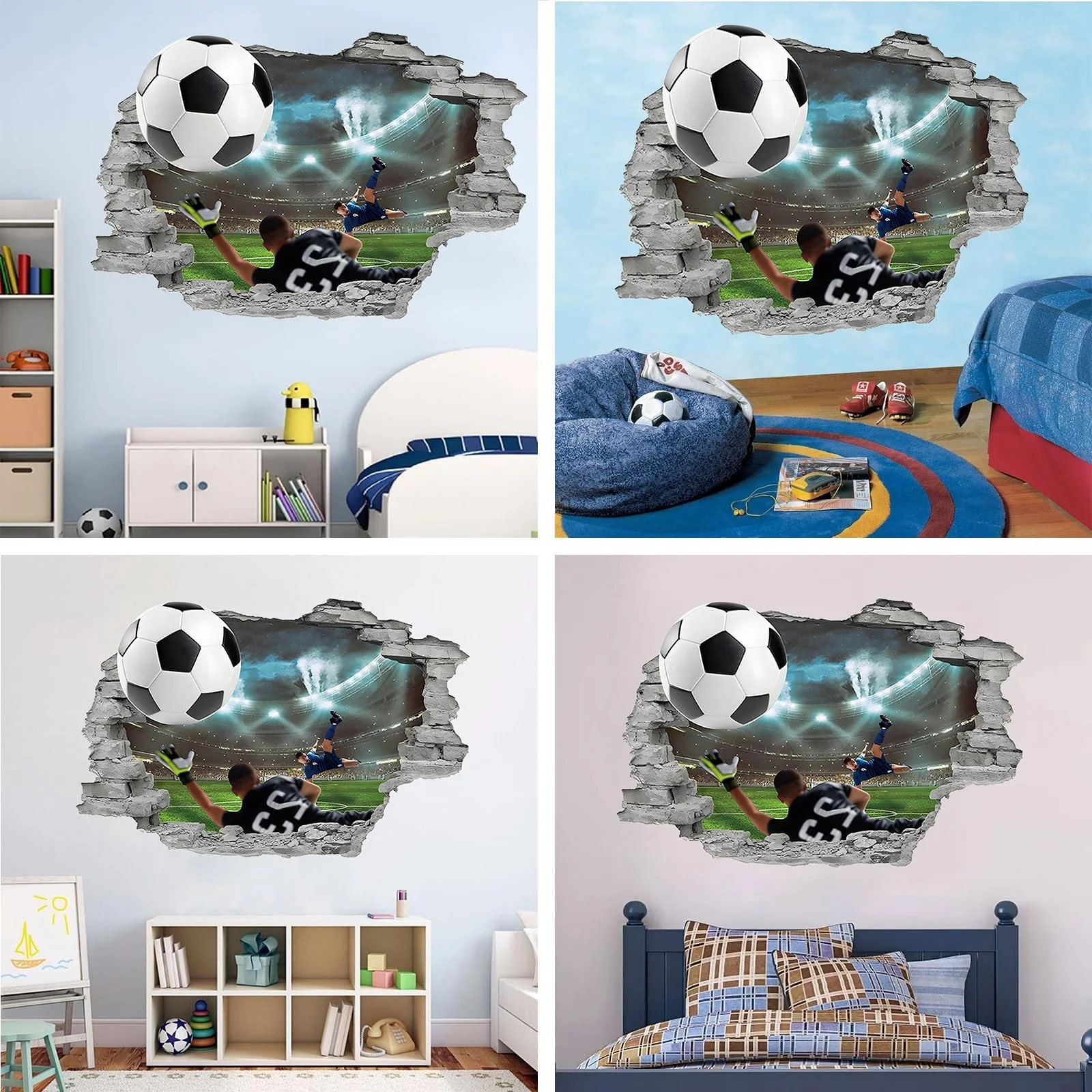 Наклейка на стіну Футбол 3D Самоклейна ПВХ, фото №5