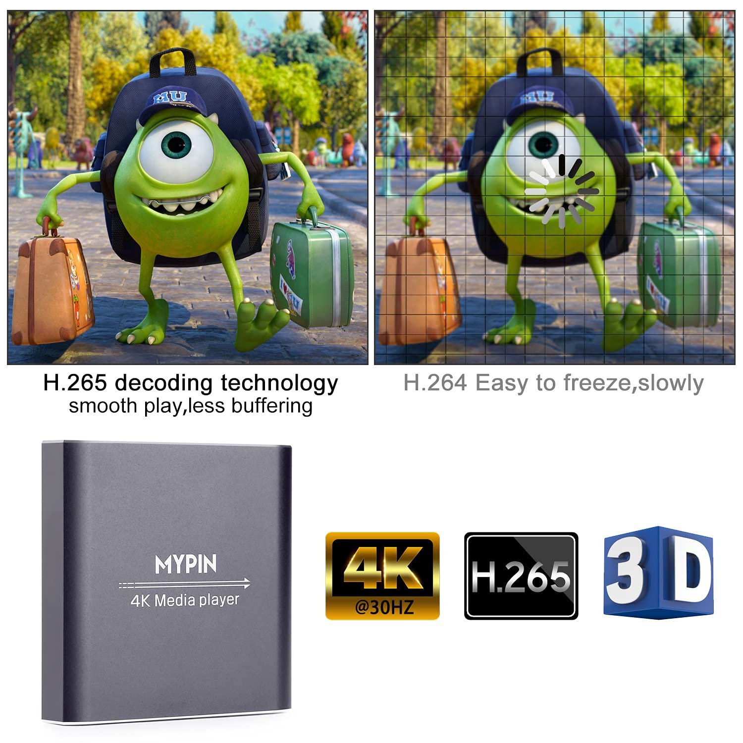 Медіаплеєр MYPIN HDMI 4K@30Hz Grey, фото №2