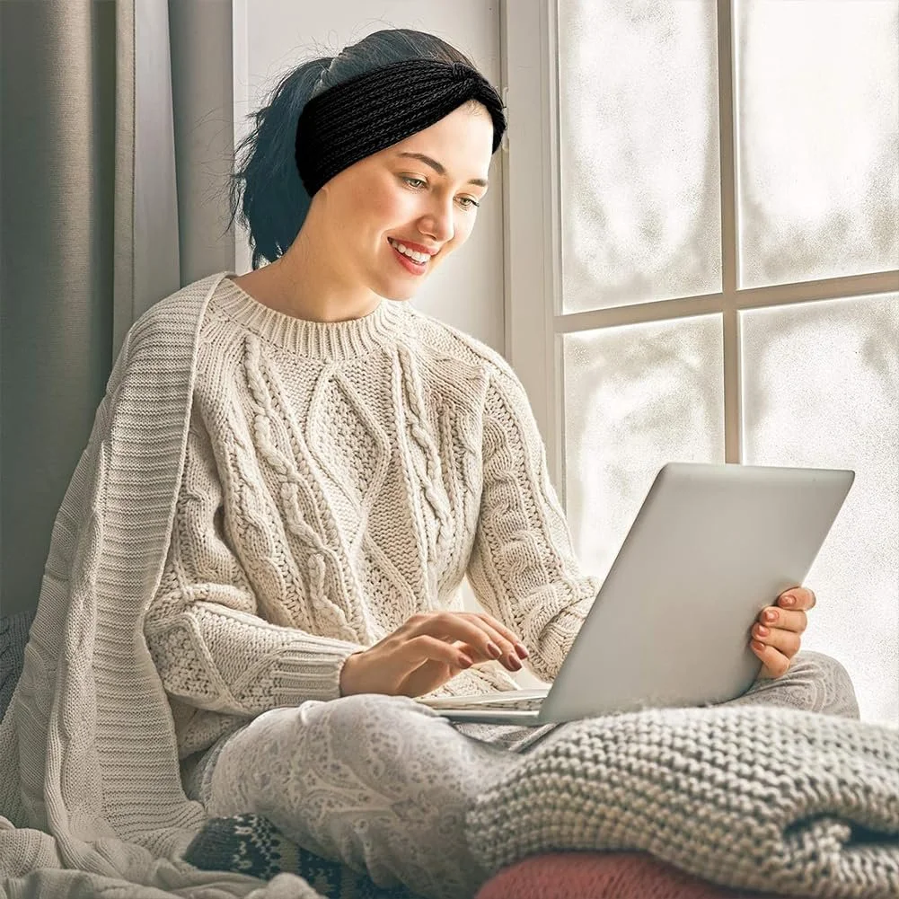 В'язана Пов'язка на Голову Зимова Широка Еластична, фото №2