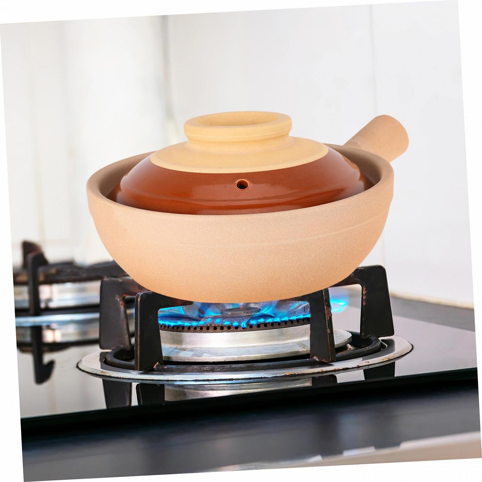 Керамічний Ківш IMIKEYA з кришкою та ручкою традиційний Глиняний для рису та супів, фото №4