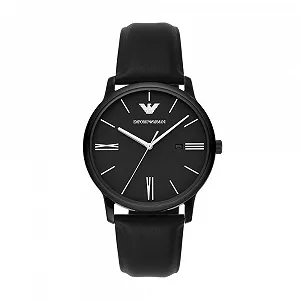 Часы EMPORIO ARMANI Мужские, кварцевый механизм с тремя стрелками и датой, корпус 42 мм с кожаным ремешком - Фото 1