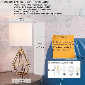 Настільна лампа COTULIN Gold Modern Hollow Base маленька з білим тканинним абажуром золота synthetic.ua - Фото 1