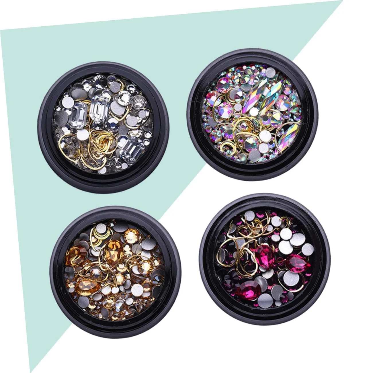 Украшения для ногтей Стразы FRCOLOR 4 коробки, украшения для ногтей, металлические кольца в форме гвоздей, маленькая черная бутылка, фото №8