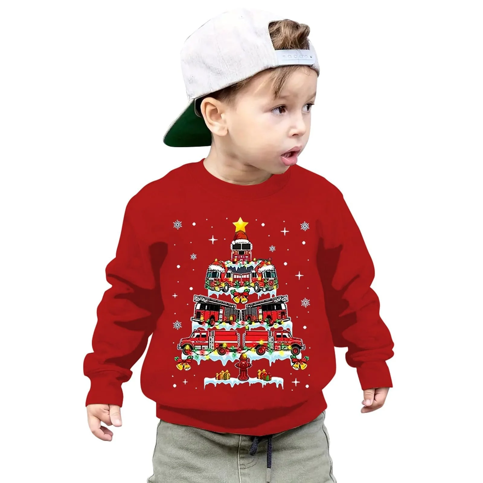 Різдвяний дитячий Світшот для осені та зими з принтом літер, круглим вирізом і довгими рукавами, фото №1
