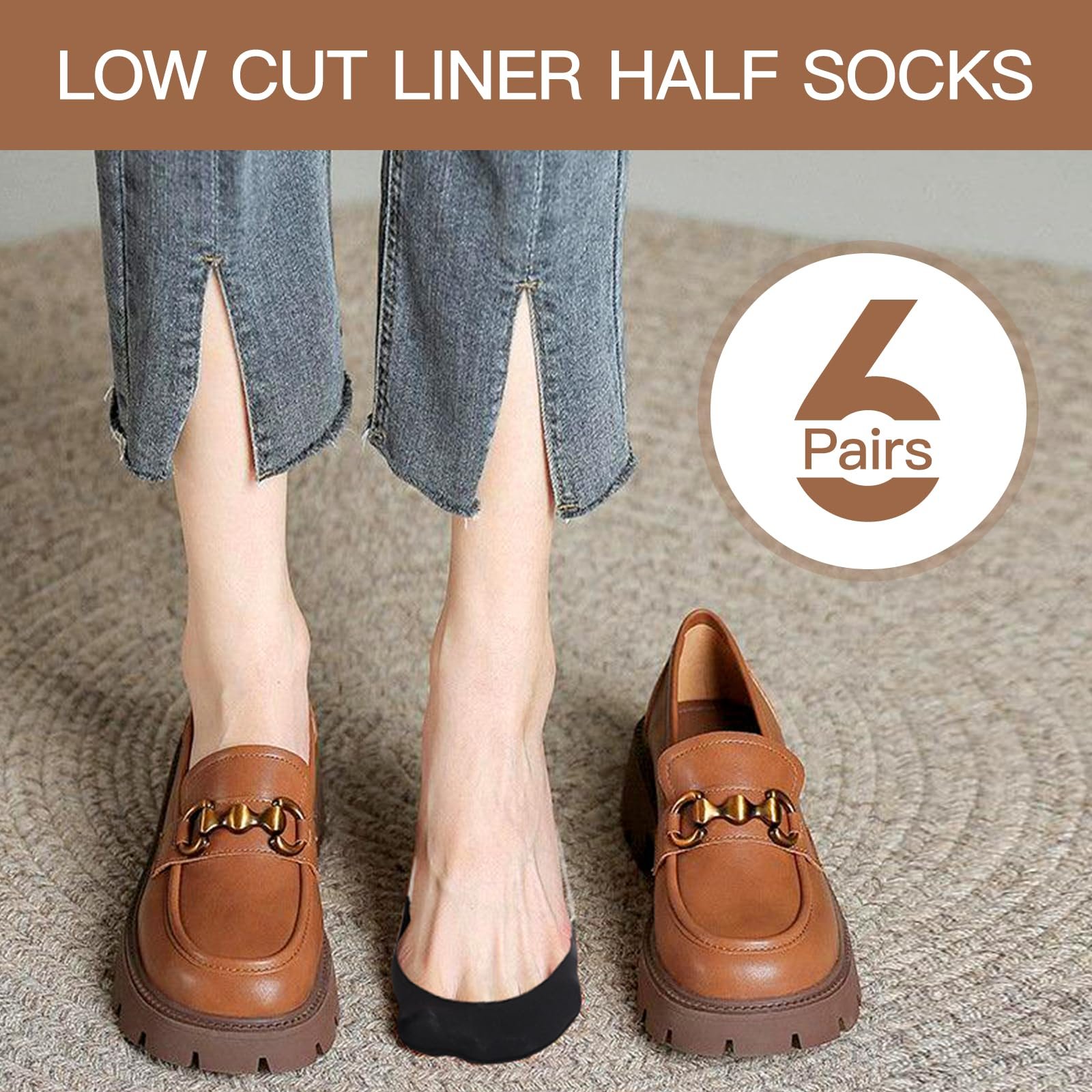 Носки с пальцами Yilanmy женские, нескользящие, полуноски, невидимые носки со слингбэком, носки для передней части стопы для высоких каблуков 6 пар, фото №2