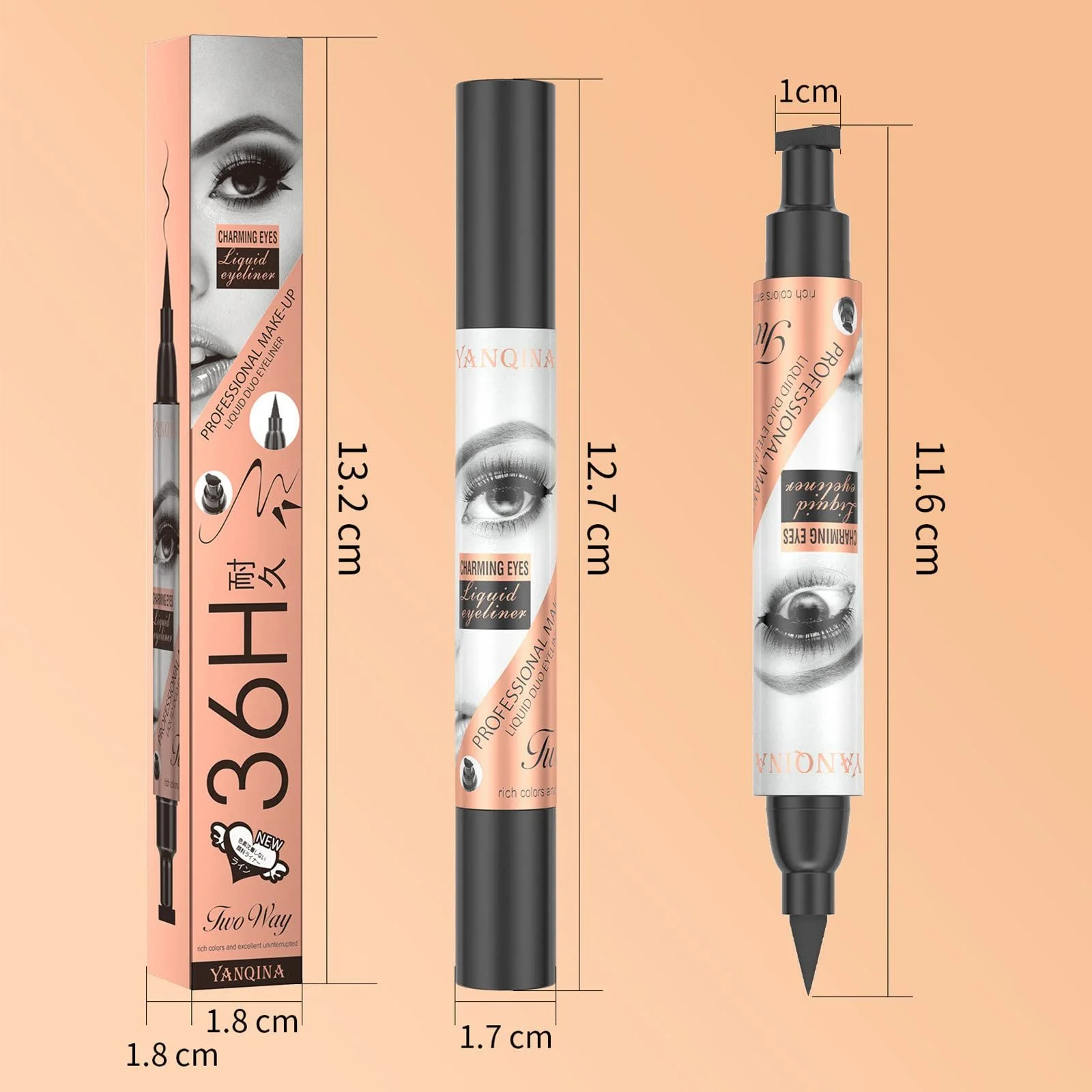 Подводка для глаз с двумя наконечниками, жидкая, стойкая, водостойкая, не размазывается, для идеального макияжа "кошачий глаз" для всех форм глаз, фото №5
