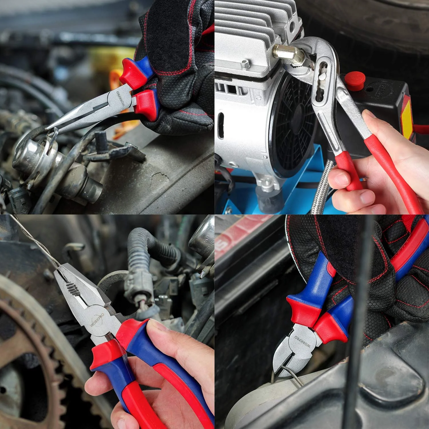 Набор плоскогубцев Workpro Бытовые плоскогубцы Комбинированные плоскогубцы Длинногубцы Боковые кусачки Клещи переставные для водяных насосов 4 шт, фото №9 Набор плоскогубцев Workpro Бытовые плоскогубцы Комбинированные плоскогубцы Длинногубцы Боковые кусачки Клещи переставные для водяных насосов 4 шт, фото №9