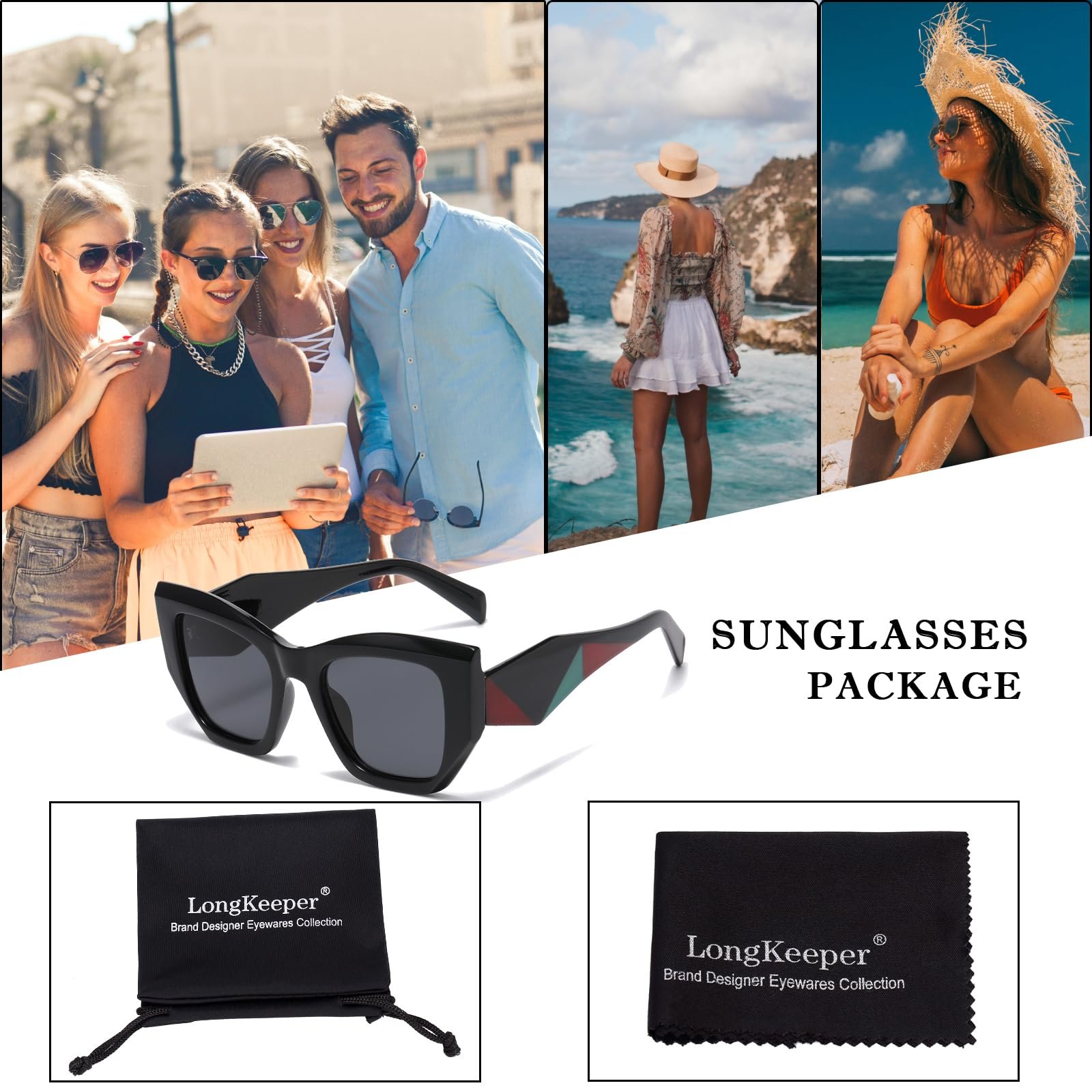 Сонцезахисні окуляри Котяче око Long Keeper для жінок Ретро 90-х Великі, фото №6