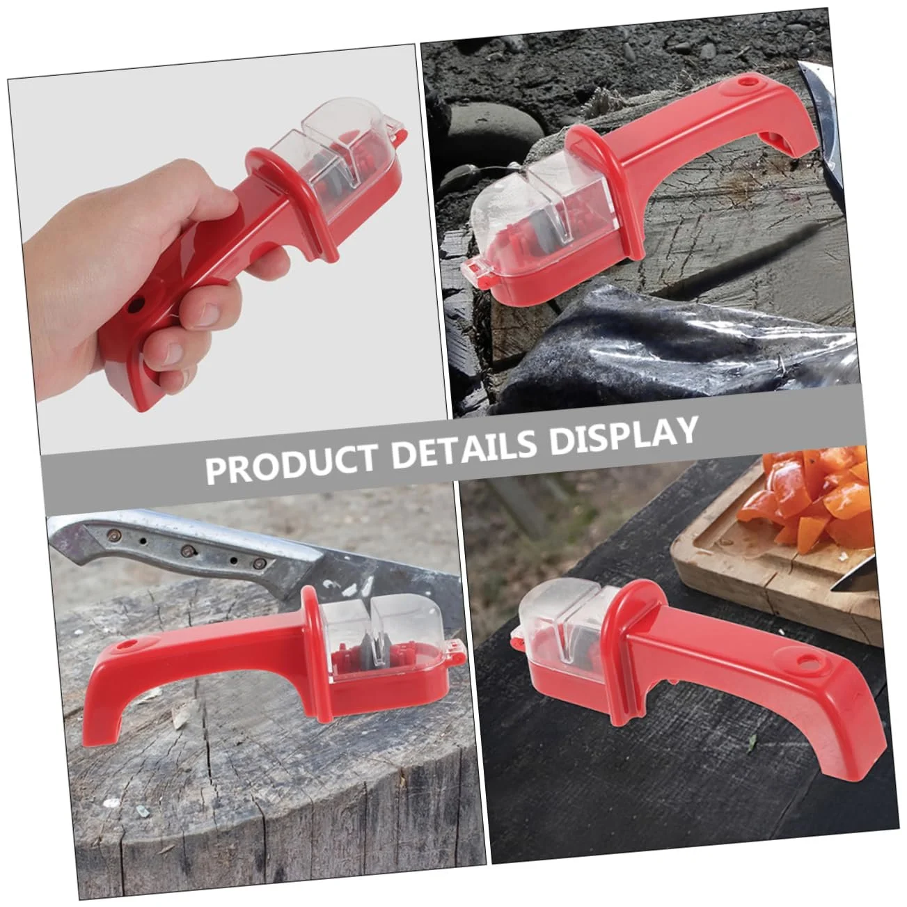 Точилка для ножей и ножниц TOYANDONA настольная металлическая Red, фото №5