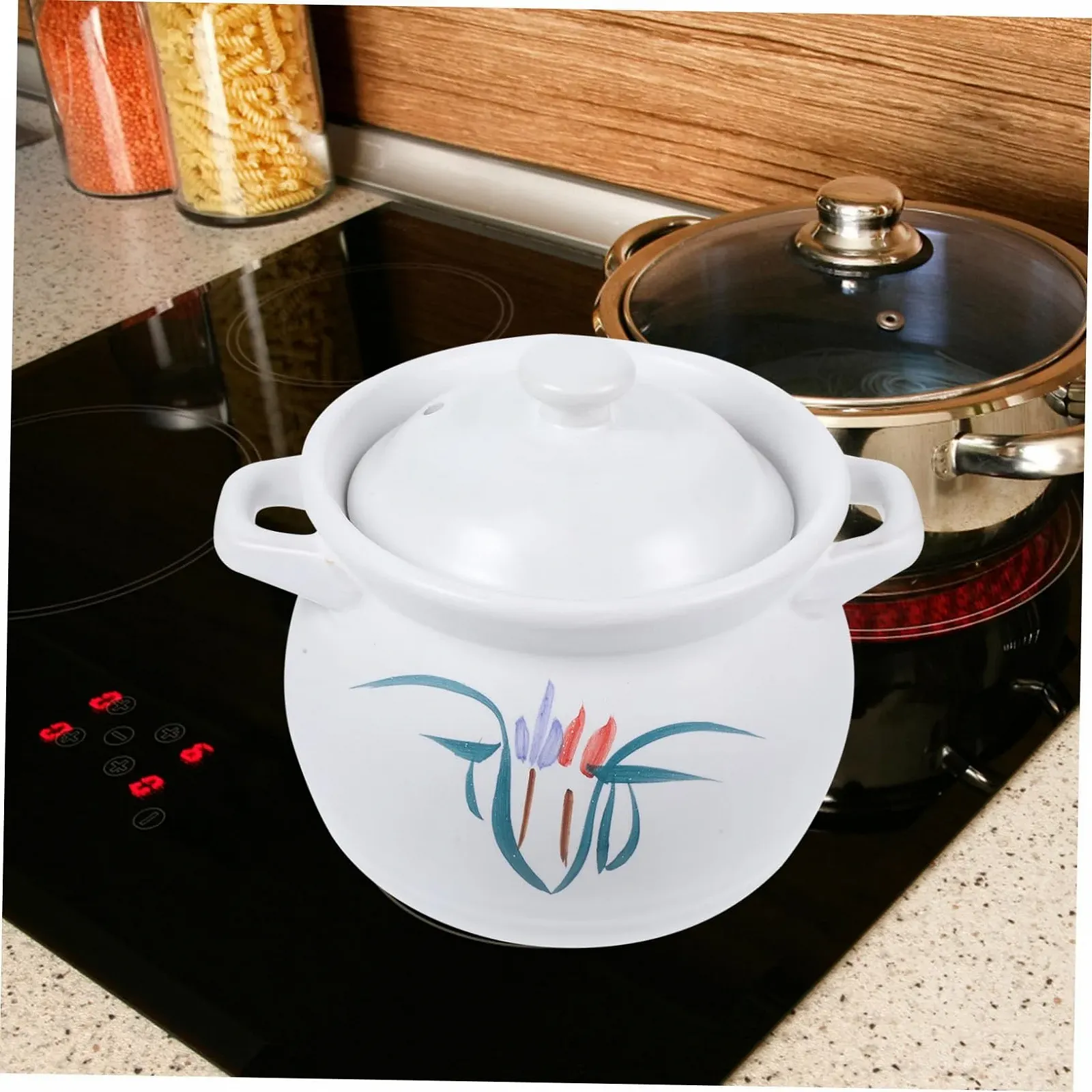 Каструля для тушкування PartyKindom керамічна термостійка з ручкою, фото №8