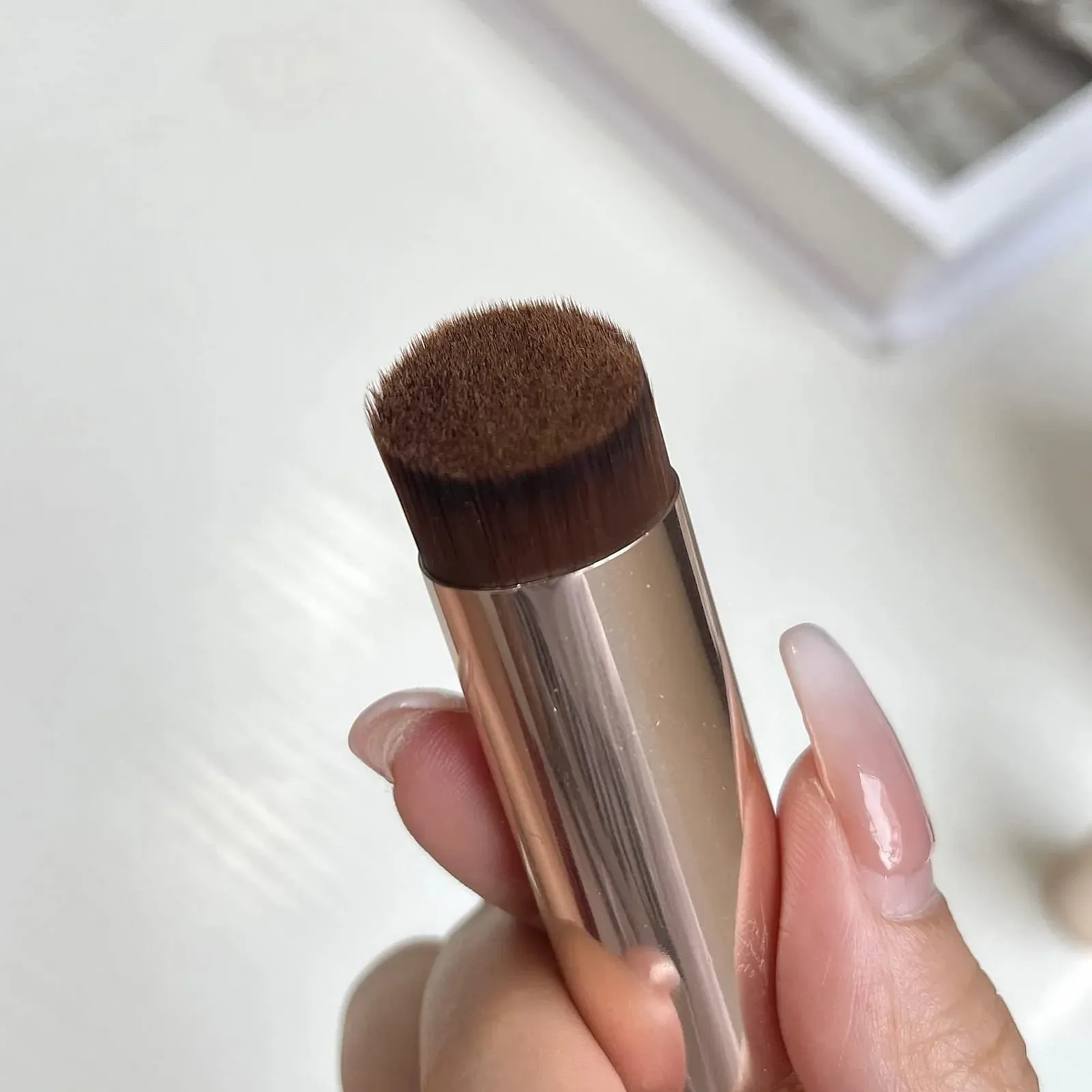 Пензлі для макіяжу з косою голівкою Traceless Flat Oblique з металевою ручкою, фото №5